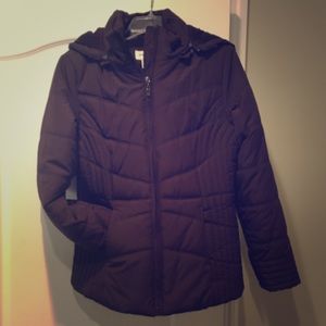 Brown winter coat with removable hood. EUC.